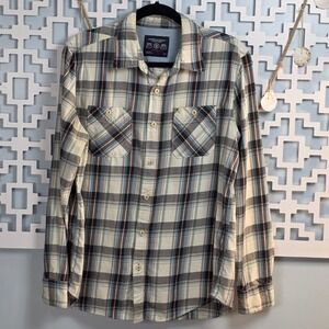 American Eagle Outfitters Mens Blue Plaid Athletic Fit Button Down Shirt Large